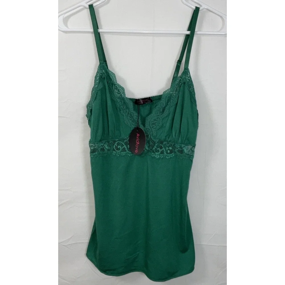 NWT‎ Women's Avid Love Camisole Pajama Lingerie Top - Kelly Green - Medium